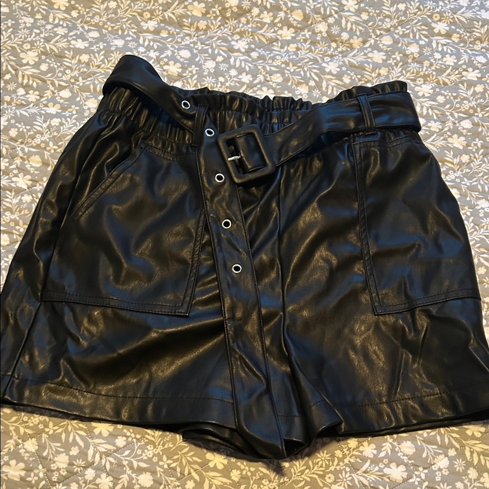 T.J.Maxx Black High Waist Faux Leather Shorts
